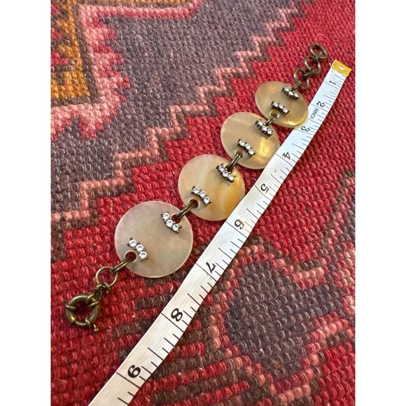 Silpada Bracelet K&r Brass Swarovski Crystal Horn Disks Retired 60s - Picture 4 of 7